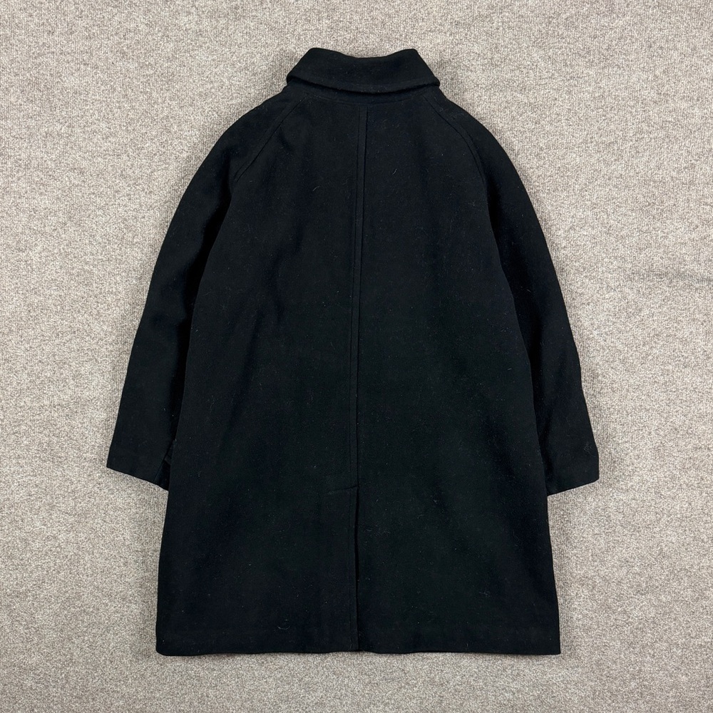 VTG Black Wool Blend Mid-Length Overcoat Women’s XL Button Closure Drop Shoulder - Picture 2 of 9